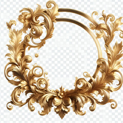 vintage frame with floral ornament golden colour 