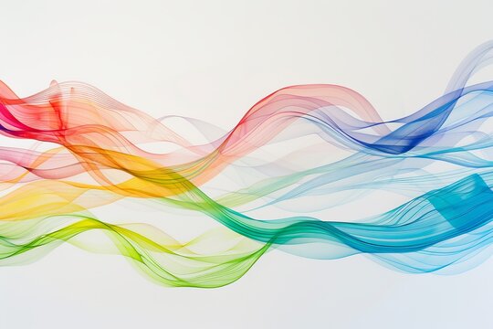 abstract colorful smoke waves on white background, copy space for text,website, flyer design