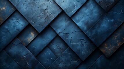 Detailed shot of electric blue tile wall with diagonal pattern - obrazy, fototapety, plakaty