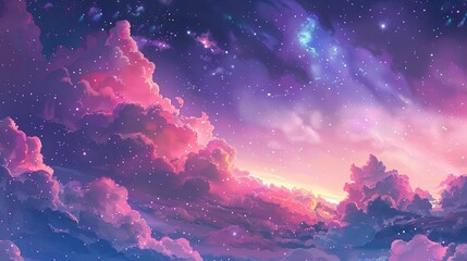 Abstract Cute Illustration Starlight and Pink Blue Purple Clouds Stardust, Blink, Background, Presentation, Star, Cloud, Powerpoint, Wallpaper, Website, Marketing
