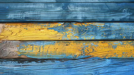 Blue Yellow old wood background