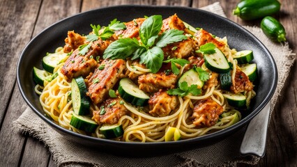 Algerian Recht noodles with zucchini and chicken