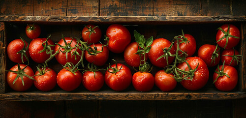 tomatoes in a wooden box