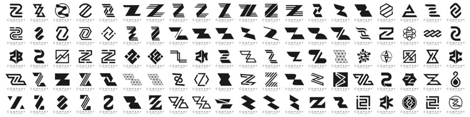 collection abstract letter Z logo design. modern logotype Z design with black color. vector illustration - obrazy, fototapety, plakaty
