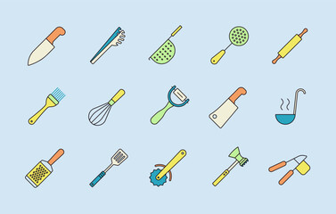 Kitchenware and kitchen vector icon set