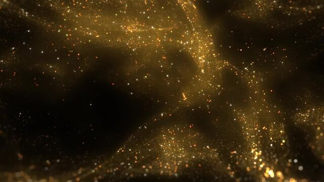 Background with Space, Slide 1 Golden Particles intro Text background Loop Animation 