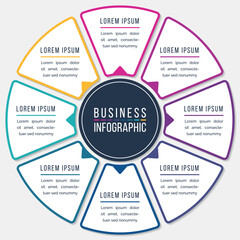 Infographic design circle 8 steps or objects business information colored template