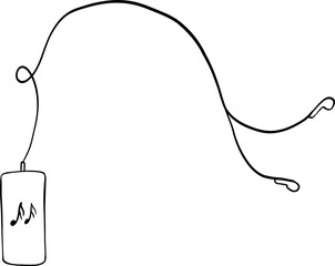 Hipster hand drawn vector illustration. Smartphone headphones music