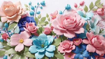 bouquet of flowers with rose pink and royal blue shades