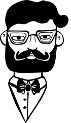 Hipster hand drawn vector illustration. Character man vintage look