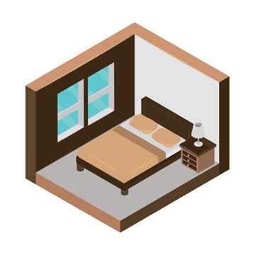 interior luxury isometric bedroom illustration