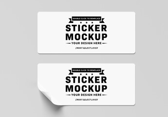 Rectangular Stickers On Isolated Background Mockup