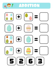 The addition of eggs is a task for children that involves educational development. It is a fun . The game is designed for children and is designed to help them learn 