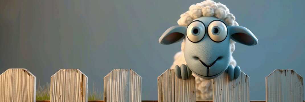 Sheep jumping over a fence, restfulness and counting sheep concept
