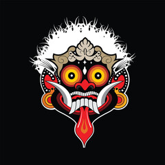 Traditional Balinese barong mask vector design - 02