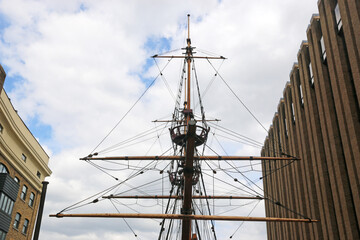 	
Golden Hind tall ship in London	