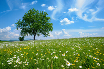 field of dandelions