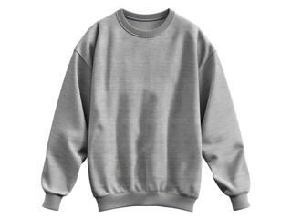 Fototapeta premium Grey Sweatshirt Mockup. Blank Grey Cotton Sweater Template Isolated on White Background. Vintage Design for Casual Attire and Fashion