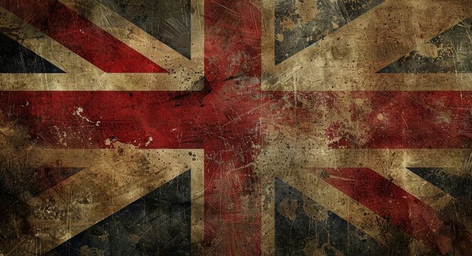 Grunge Vintage Faded Britain Flag. Old and Vintage British National Flag with a Grunge Effect