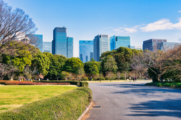 TOKYO, JAPAN - MARCH 08, 2024: Tokyo Imperial palace in Chiyoda district. This was on a sunny...