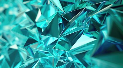 Turquoise Geometric Polygonal Structure. Beautiful Abstract Background with Low-poly Triangles and Texture Shapes
