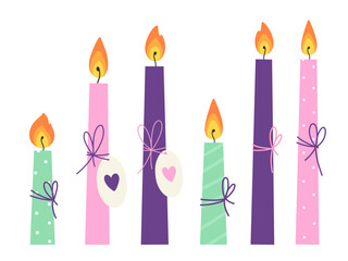anniversary, art, background, birthday, bright, burn, candle, candlelight, candles, carnival, cartoon, celebrate, celebration, clipart, collection, color, concept, cute, decoration, decorative, design