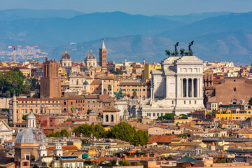 Rome cityscape seen from Janiculum hill, Italy - obrazy, fototapety, plakaty