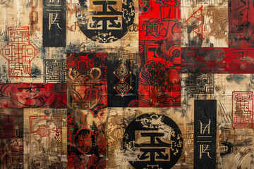 Obraz premium A close-up of an abstract background inspired by the rich history and culture of China.