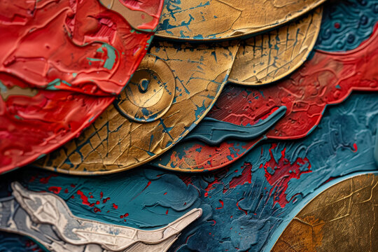 A close-up of an abstract background inspired by the rich colors and textures of Chinese ceramics.