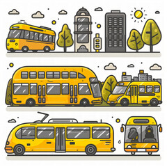 Urban Transport Motifs: Straightforward Illustrations