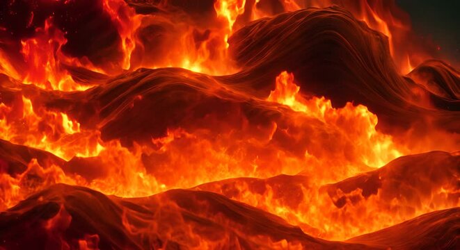 fiery inferno waves surging and bursting with vitality Abstract motion background