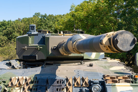 German-made Leopard 2A4 tank with camouflage paint	