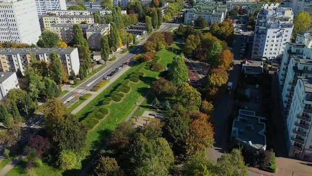 Beautiful Park Ochota Warsaw Aerial View Poland