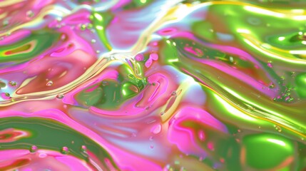 A slimy, slippery texture background with a shiny sheen in shades of neon green and pink