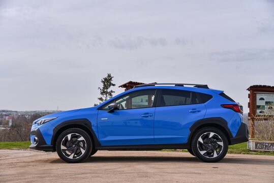 Subaru Crosstrek. Mild-hybrid car. General side view. 03-15-2024, Prague, Czech Republic.