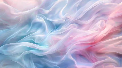 Foto op Canvas Tranquil waves of pastel pink and blue in abstract harmony. Soothing pastel wave design for serene visual texture. Gentle undulation of pastel hues in calming abstract art. © Irina.Pl