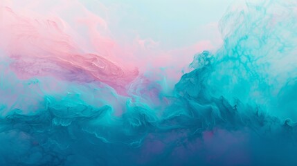 Vibrant abstract fluid merging of pink and blue hues. Colorful ink cloud in water effect for artistic abstract. Dynamic interplay of pink and blue in fluid abstract art. - obrazy, fototapety, plakaty