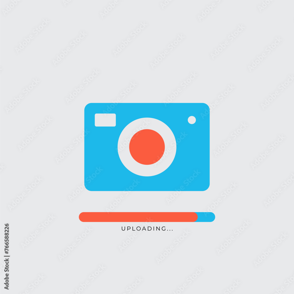 Poster photo video camera photo upload icon. uploading your photo logo. camera sign. ui ux interface web bu
