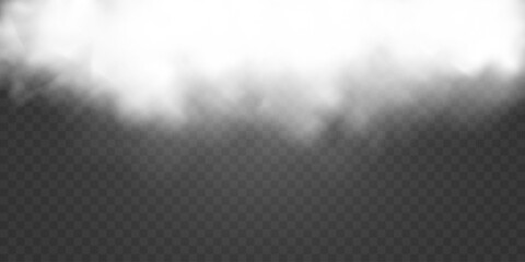 Vector cloud or smoke on isolated transparent background. Cloud, smoke, fog
