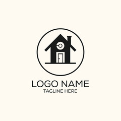 Simple minimalist real estate construction property corporate logo or icon