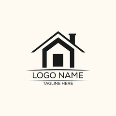 Simple minimalist real estate construction property corporate logo or icon