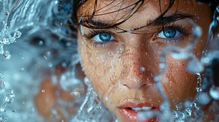 Fototapeta na wymiar Beauty young female, Water splash. Generative AI.