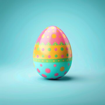 Illustration of painted decorated easter egg on green background