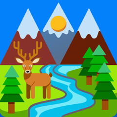 Naklejka premium Vector Beautiful Mountain Illustration