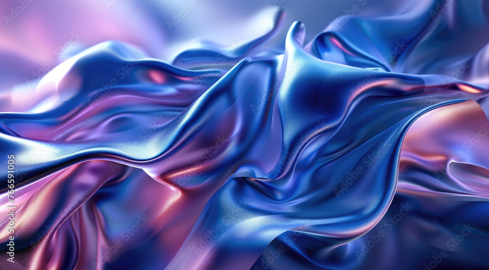 Poster Abstract background with a blue and purple gradient, fluid shapes, elegant curves, and smooth lines. Generative AI.