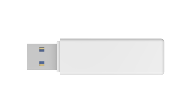 Pendrive. Isolated. Transparent background. USB flash drive. Data storage device. Pen drive. 3d illustration.