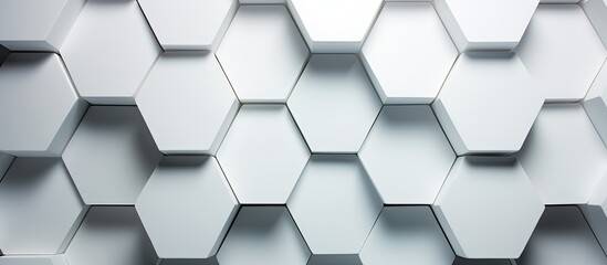 A detailed view of a wall constructed with interconnected white hexagonal pieces