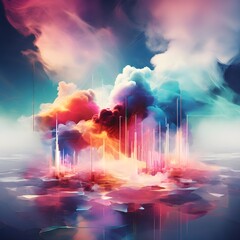 Obraz premium Colourful Digital Flame Clouds