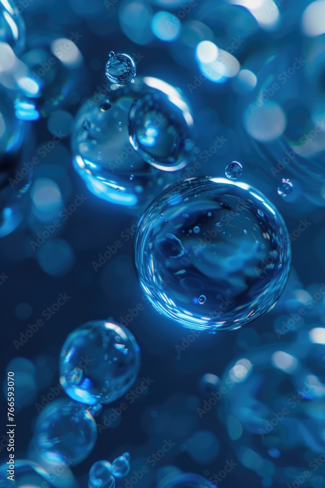 Poster A bunch of bubbles floating on top of each other. Ideal for science or nature concepts