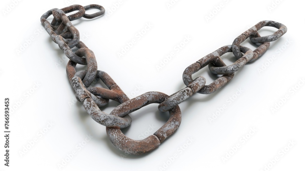 Poster detailed view of a chain on a plain white background, suitable for industrial concepts